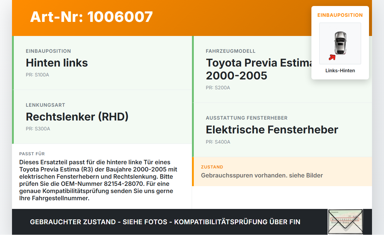 Toyota Previa Estima R3 00-05 Kabelbaum für Tür und Fensterheber Links Hinten Toyota Previa Estima R3 00-05... Vorschau 3