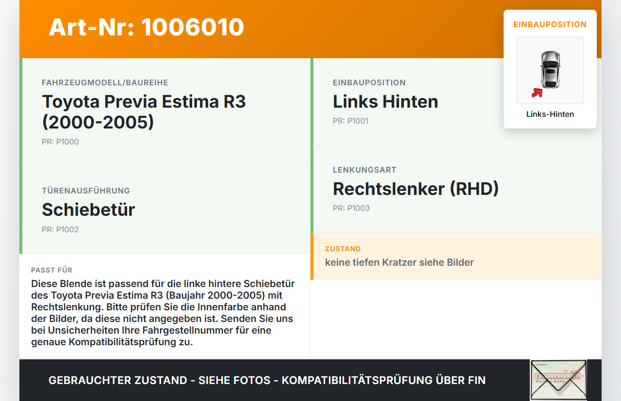 Toyota Previa Estima R3 00-05 Blende Verkleidung für Handgriff Innen Schiebetür Links Hinten Toyota Previa Estima... Vorschau 3