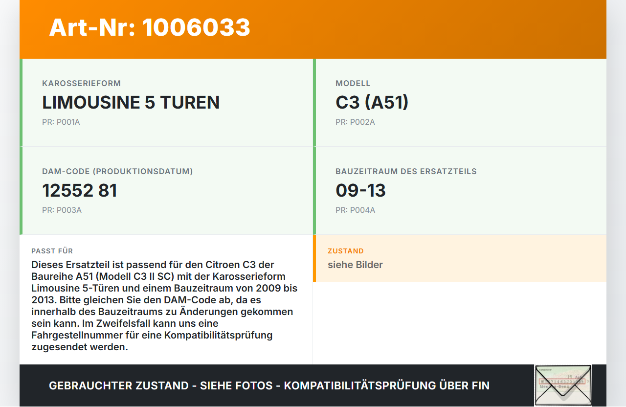 Citroen C3 II SC 09-13 5T Dichtung für Heckklappe Kofferraum Heckklappendichtung Citroen C3 II SC 09-13 03.05.2011... Vorschau 3