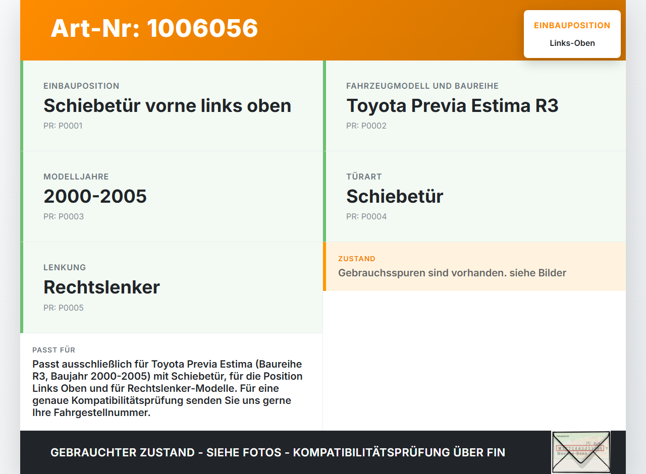 Toyota Previa Estima R3 00-05 Führungsrolle für Schiebetür Links Oben Toyota Previa Estima R3 00-05 01.07.2000 gebraucht Vorschau 3