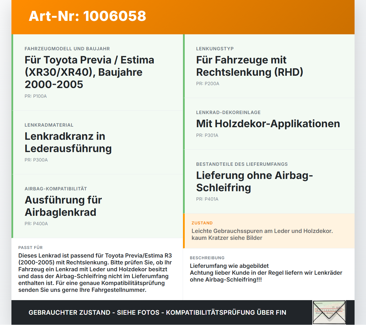 Toyota Previa Estima R3 00-05 Lenkrad Airbaglenkrad Leder Holzdekor Toyota Previa Estima R3 00-05 01.07.2000... Vorschau 3