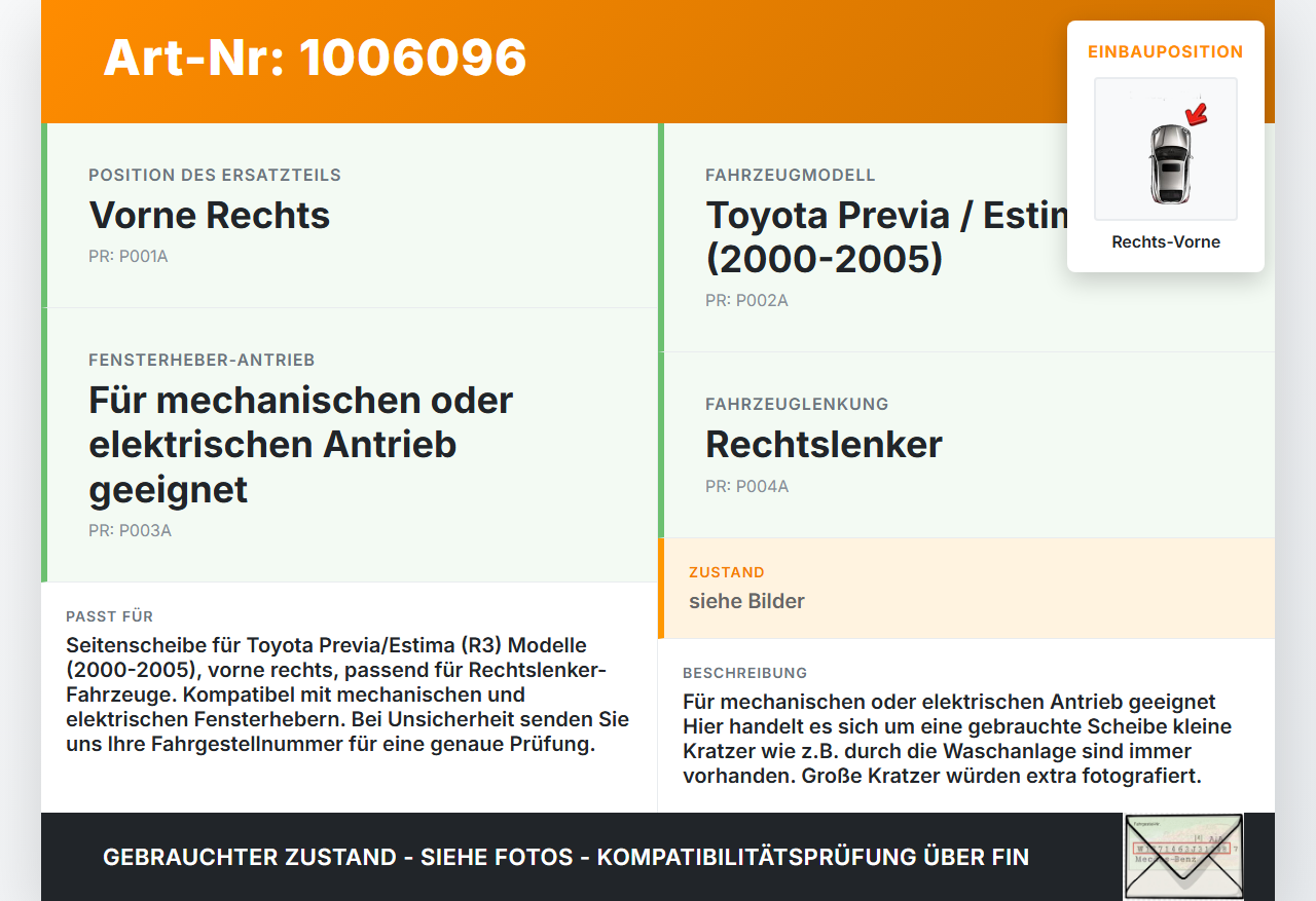 Toyota Previa Estima R3 00-05 Seitenscheibe RVK Türscheibe Rechts Vorne Toyota Previa Estima R3 00-05 01.07.2000... Vorschau 3