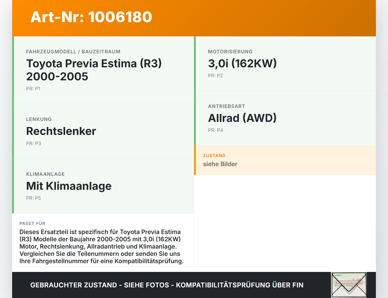 Toyota Previa Estima R3 00-05 3,0i 162KW Sicherungskasten Zentralelektrik Toyota Previa Estima R3 00-05 01.07.2000... Vorschau 3