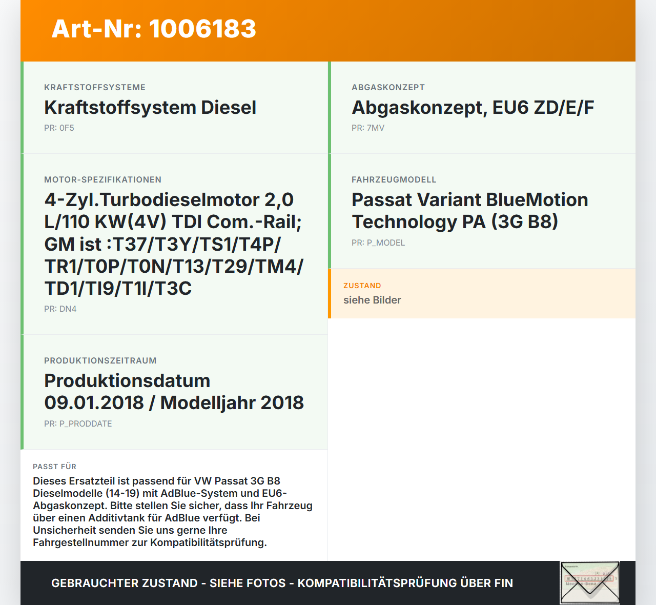 VW Passat 3G B8 14-19 Tankdeckel Verschluss Derehverschluss für Additivtank AdBlue VW Passat 3G B8 14-19 31.01.2018... Vorschau 3
