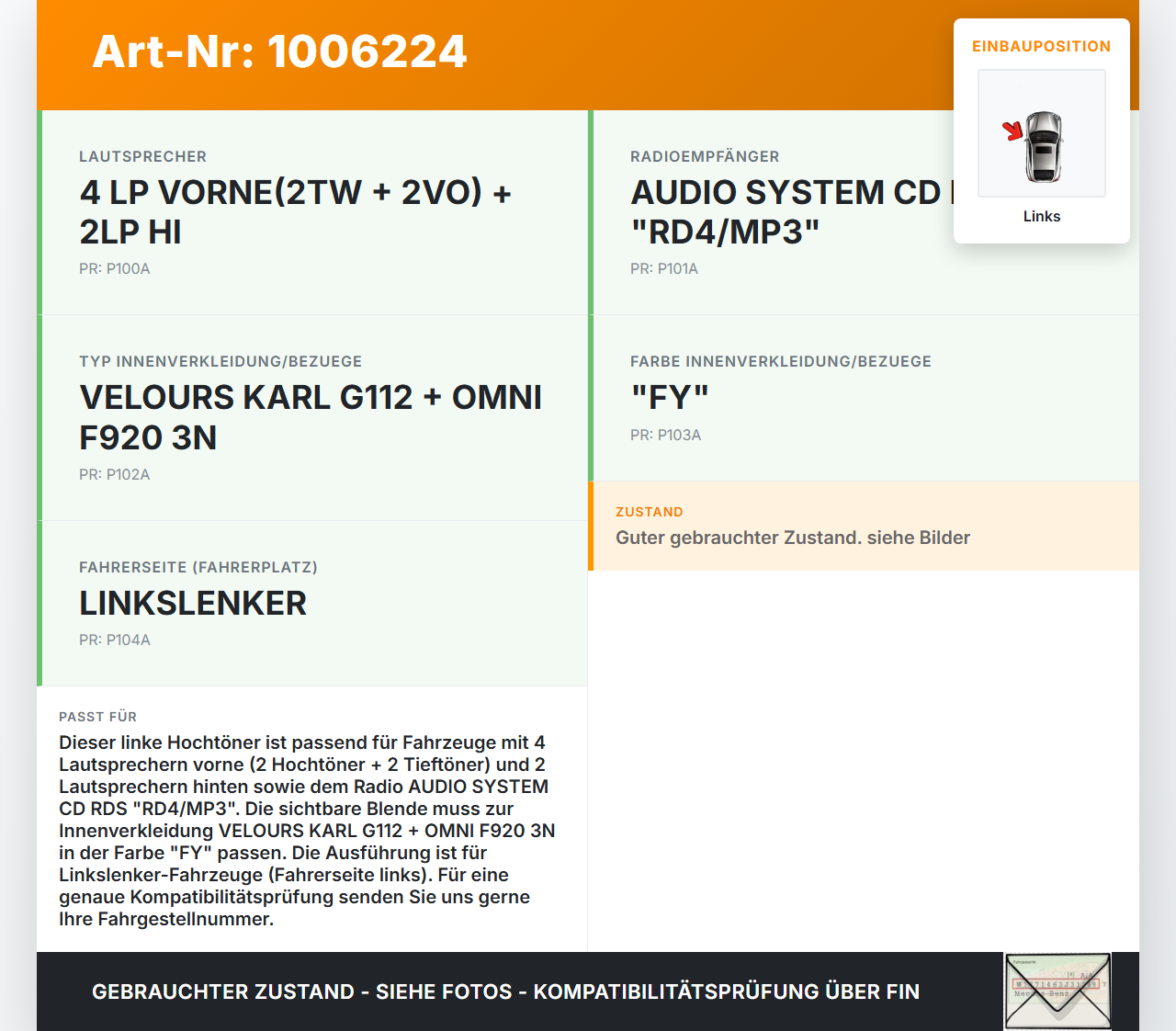 Citroen C3 II SC 09-13 Lautsprecher Hochtöner Links Citroen C3 II SC 09-13 03.05.2011 gebraucht Vorschau 3