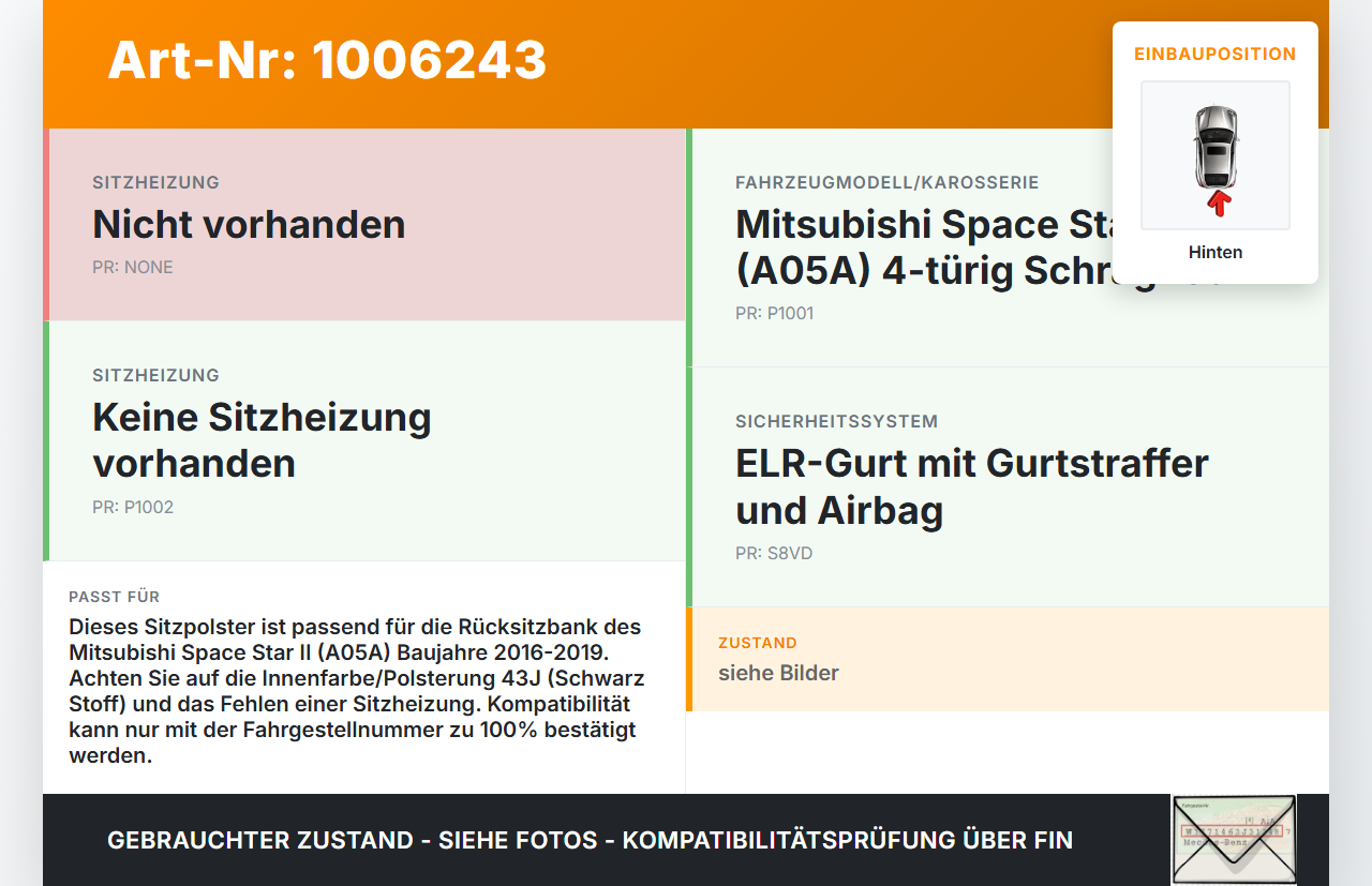 Mitsubishi Space Star II 16-19 Sitzpolster für Rücksitzbank Hinten Mitsubishi Space Star II 16-19 07.09.2017... Vorschau 3