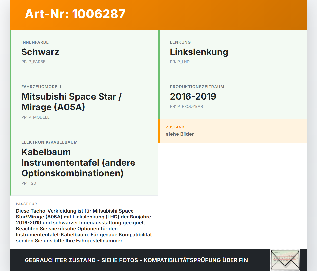 Mitsubishi Space Star II 16-19 Verkleidung für Tacho Mitsubishi Space Star II 16-19 07.09.2017 8060A115XA gebraucht Vorschau 3
