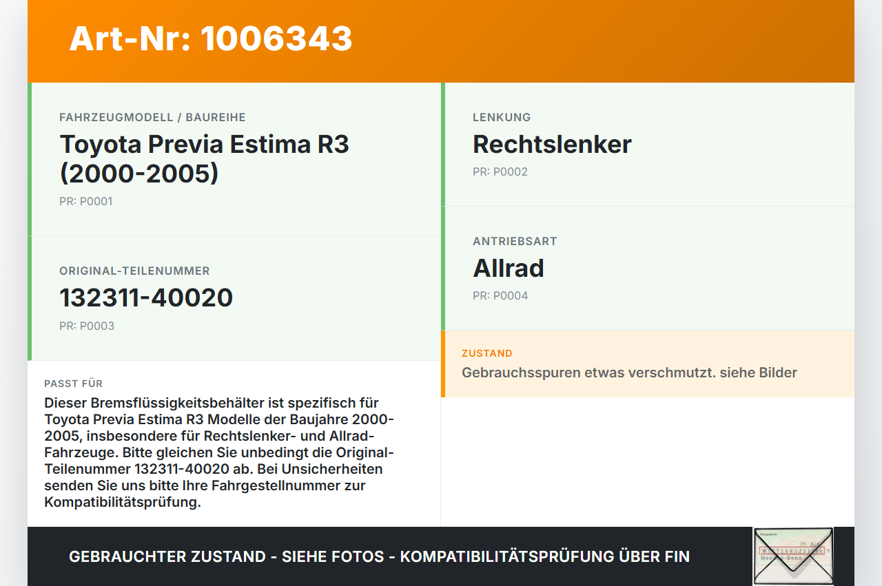 Toyota Previa Estima R3 00-05 Bremsflüssigkeitsbehälter Ausgleichsbehälter Bremse Toyota Previa Estima R3 00-05... Vorschau 3