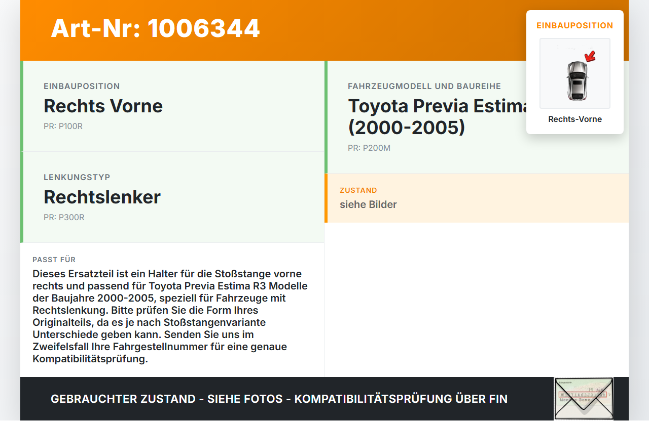 Toyota Previa Estima R3 00-05 Halter Träger Aufnahme Führung für Stoßstange Rechts Vorne Toyota Previa Estima R3... Vorschau 3