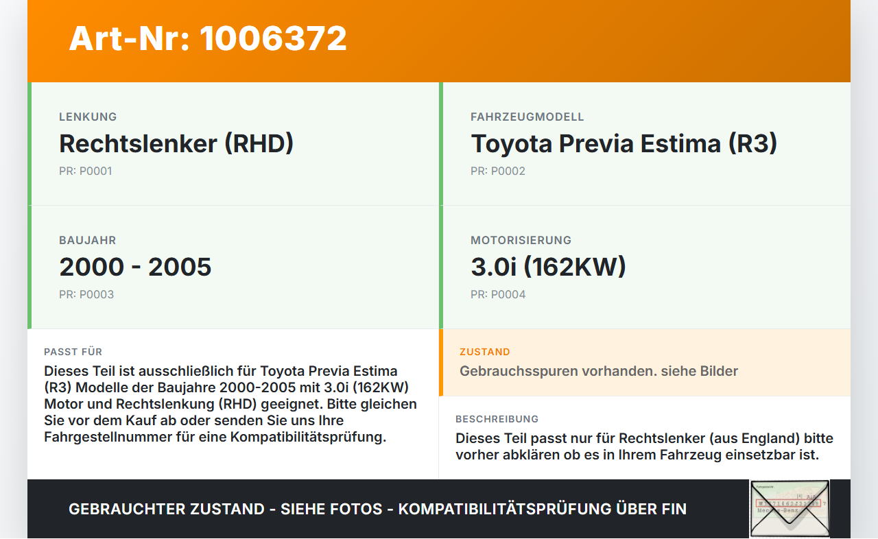 Toyota Previa Estima R3 00-05 3,0i 162KW RHD Bremskraftverstärker Toyota Previa Estima R3 00-05 01.07.2000 gebraucht Vorschau 3