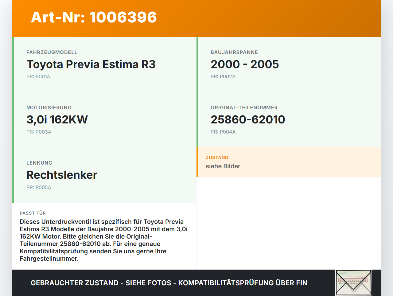 Toyota Previa Estima R3 00-05 3,0i 162KW Unterdruckventil Magnetventil Toyota Previa Estima R3 00-05 01.07.2000... Vorschau 3