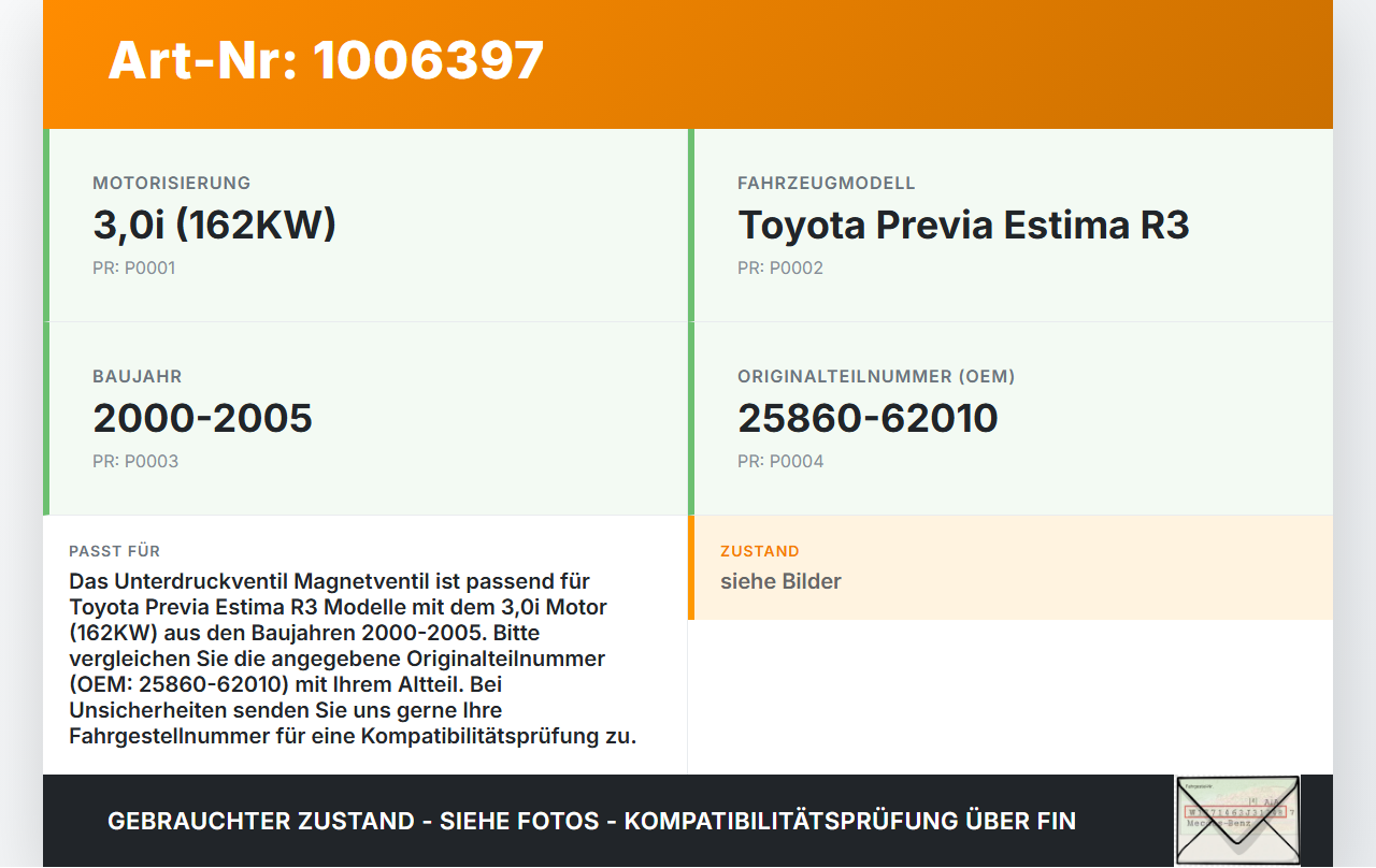 Toyota Previa Estima R3 00-05 3,0i 162KW Unterdruckventil Magnetventil Toyota Previa Estima R3 00-05 01.07.2000... Vorschau 3
