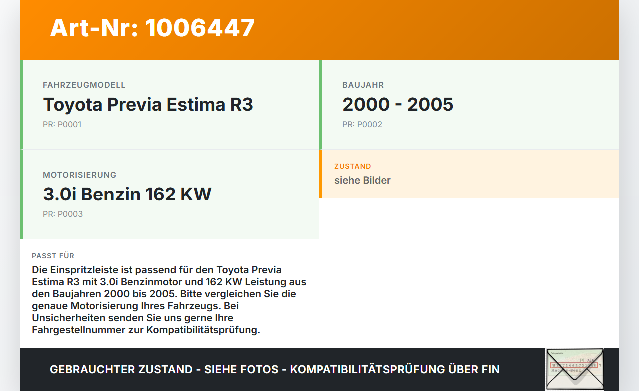 Toyota Previa Estima R3 00-05 3,0i 162KW Einspritzleiste Düsenstock für Einspritzanlage Toyota Previa Estima R3... Vorschau 3