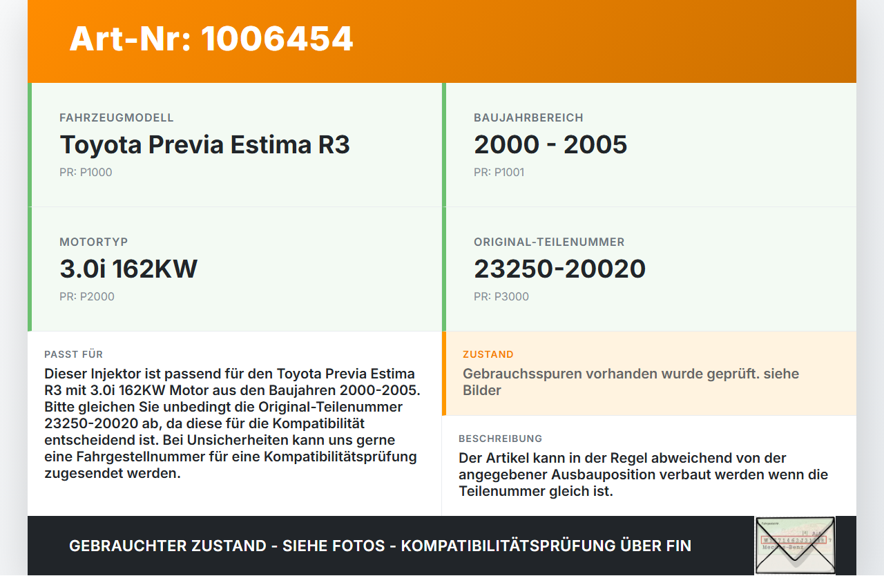 Toyota Previa Estima R3 00-05 3,0i 162KW Injektor Einspritzdüse Zyl.6 Toyota Previa Estima R3 00-05 01.07.2000... Vorschau 3