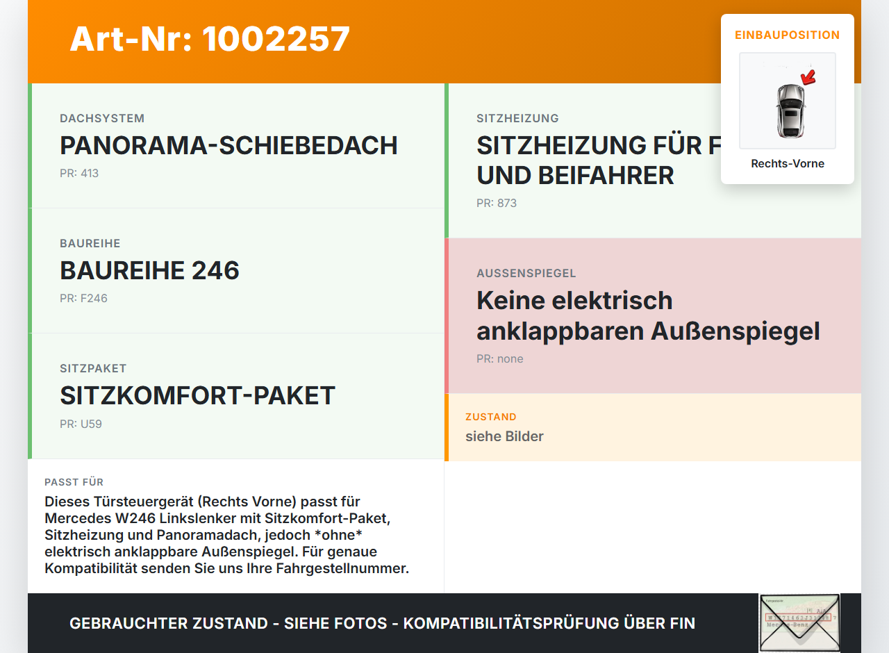 Mercedes W246 B220 11-14 Steuergerät SG Türsteuergerät Rechts Vorne Mercedes W246 B220 11-14 30.04.2013 A1669005905... Vorschau 3