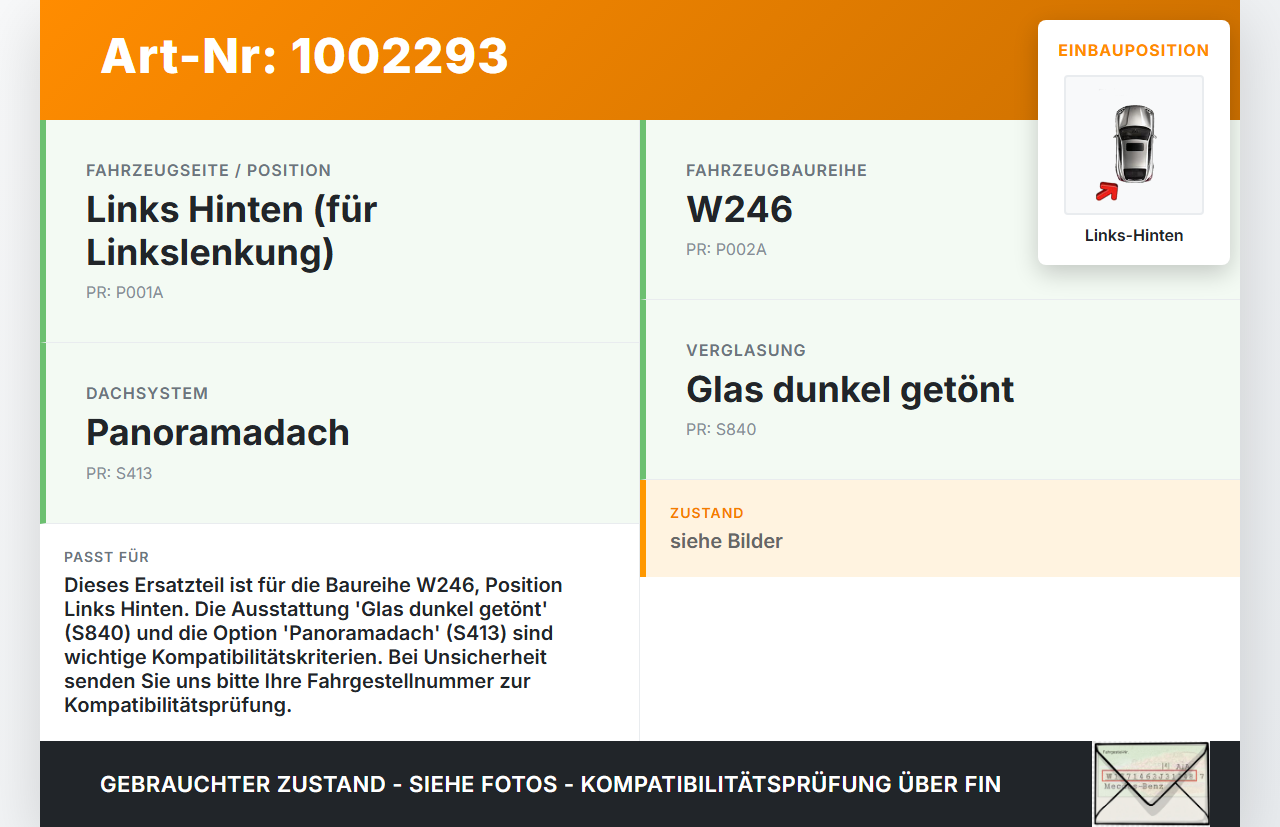 Mercedes W246 B220 11-14 Fensterhebermotor mit Fensterheber Links Hinten Mercedes W246 B220 11-14 30.04.2013... Vorschau 3