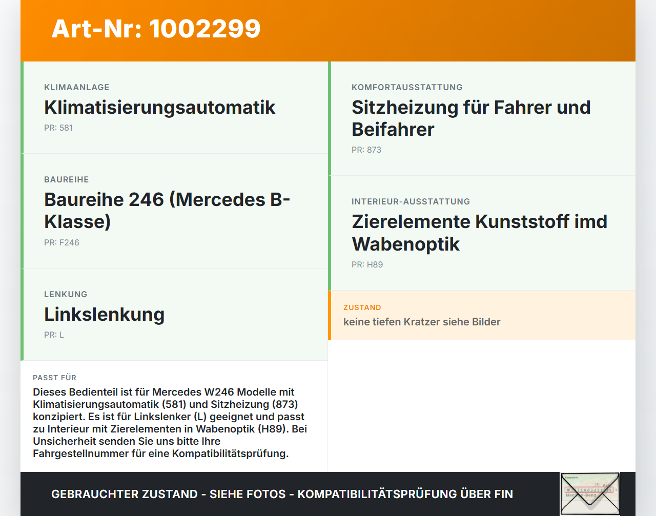 Mercedes W246 B220 11-14 Bedienteil Bedienelement Klimabedienteil Mercedes W246 B220 11-14 30.04.2013 A2469009802... Vorschau 3