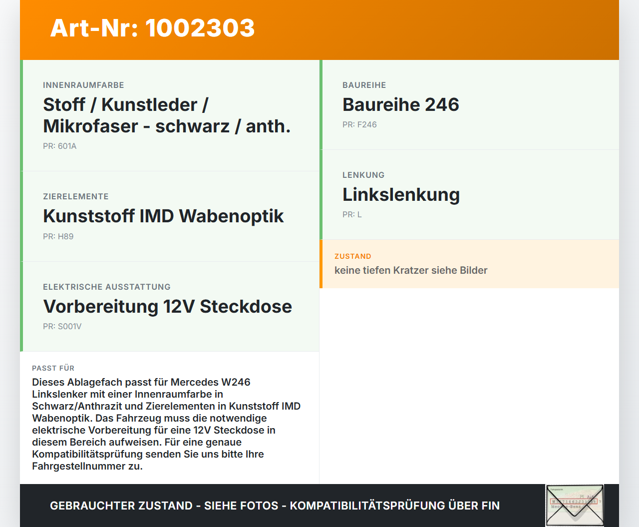 Mercedes W246 B220 11-14 Ablagefach Staufach Fach 12V 15A Steckdose Mercedes W246 B220 11-14 30.04.2013 A2466802050... Vorschau 3