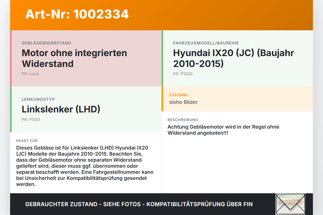 Hyundai IX20 JC 10-15 Gebläsemotor Lüftermotor Heizungsgebläse Hyundai IX20 JC 10-15 07.02.2013 F00S3B2407 gebraucht Vorschau 3