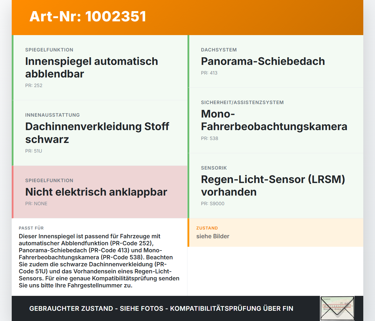 Mercedes W246 B220 11-14 Innenspiegel Rückspiegel Spiegel Innen Mercedes W246 B220 11-14 30.04.2013 A2468100117... Vorschau 3