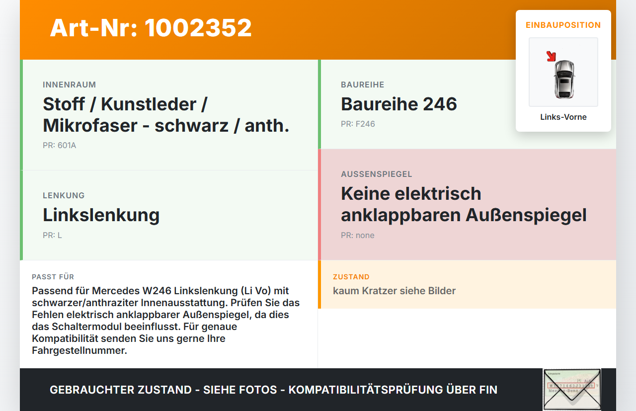 Mercedes W246 B220 11-14 Schalter Zentralverriegelung Verriegelung Links Vorne Mercedes W246 B220 11-14 30.04.2013... Vorschau 3