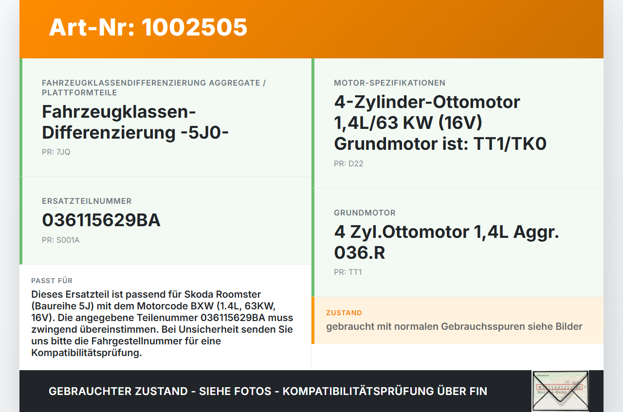 Skoda 5J 06-10 1,4 63KW BXW Ölmessstab Öl Stab Skoda 5J 06-10 11.01.2008 036115629BA gebraucht Vorschau 3
