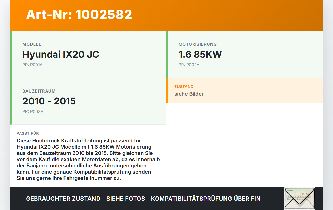 Hyundai IX20 JC 10-15 1,6 85KW Hochdruck Leitung Kraftstoffleitung Hyundai IX20 JC 10-15 07.02.2013 gebraucht Vorschau 3
