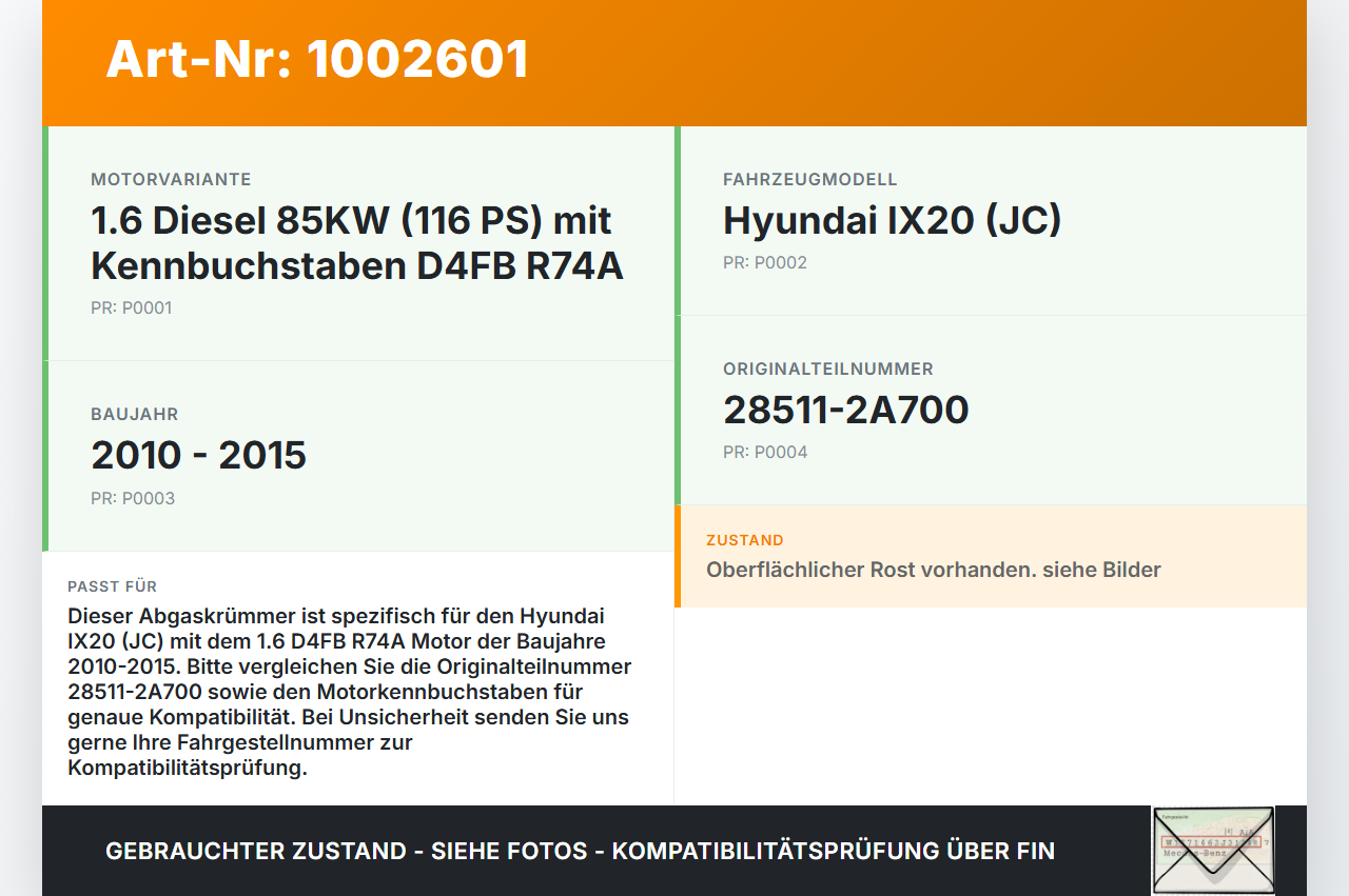 Hyundai IX20 JC 10-15 1,6 85KW D4FB R74A Abgaskrümmer Hyundai IX20 JC 10-15 07.02.2013 28511-2A700 gebraucht Vorschau 3