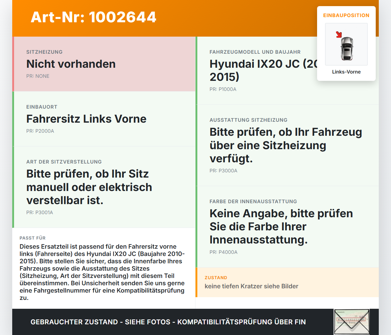 Hyundai IX20 JC 10-15 Blende Verkleidung Seitenverkleidung für Fahrersitz Links Vorne Hyundai IX20 JC 10-15... Vorschau 3