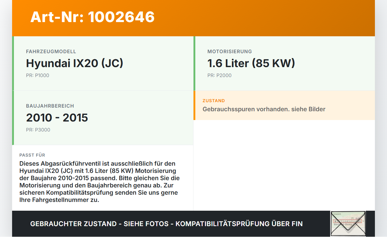 Hyundai IX20 JC 10-15 1,6 85KW Abgasrückführventil EGR AGR Ventil Abgas Hyundai IX20 JC 10-15 07.02.2013 gebraucht Vorschau 3