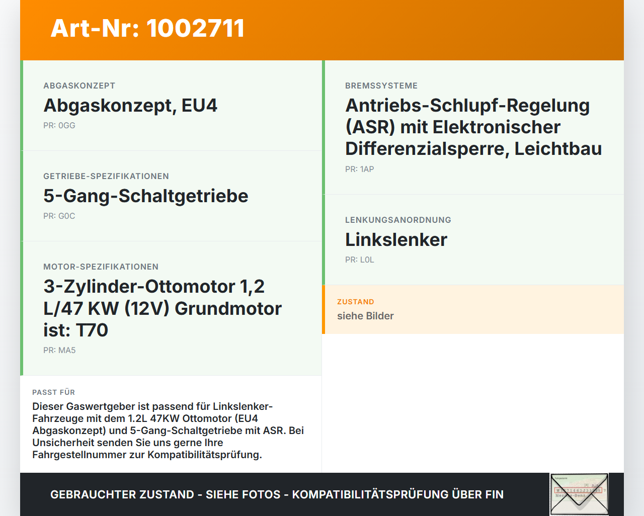 Skoda Fabia 6Y 99-04 1,2 47KW Gaswertgeber Gaspedal Skoda Fabia 6Y 99-04 16.05.2003 6Q1721503F 6PV008496-01... Vorschau 3