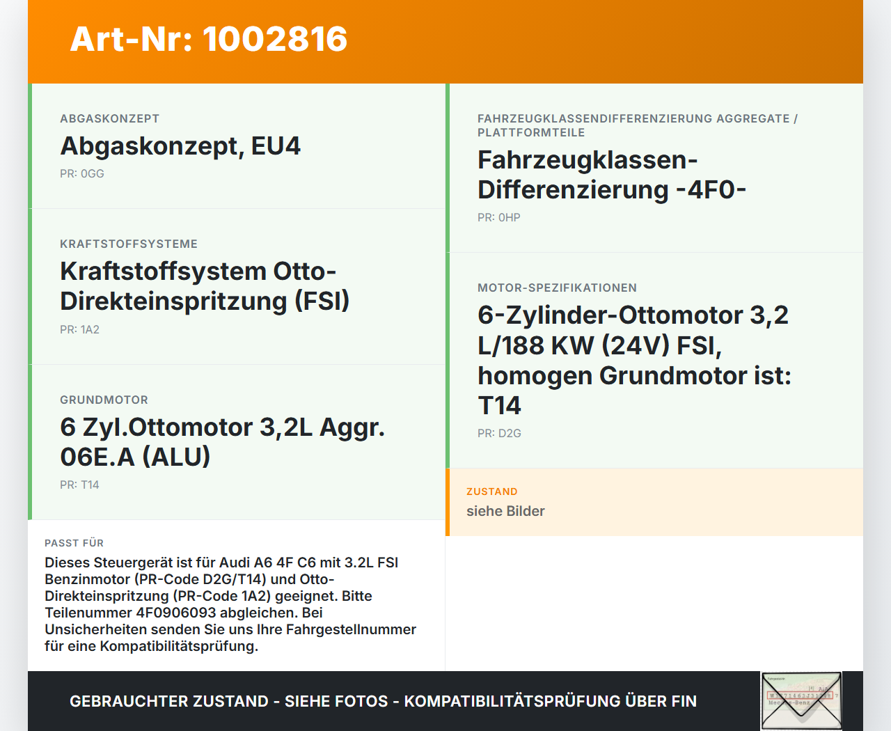 Audi A6 4F C6 05-09 Steuergerät ECU Modul SG für Kraftstoffpumpe Audi A6 4F C6 05-09 09.03.2004 4F0906093L... Vorschau 3
