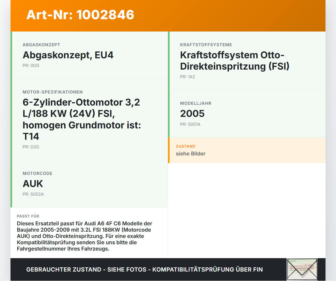Audi A6 4F C6 05-09 3.2 188KW Hochdruck Leitung Kraftstoffleitung Audi A6 4F C6 05-09 09.03.2004 gebraucht Vorschau 3
