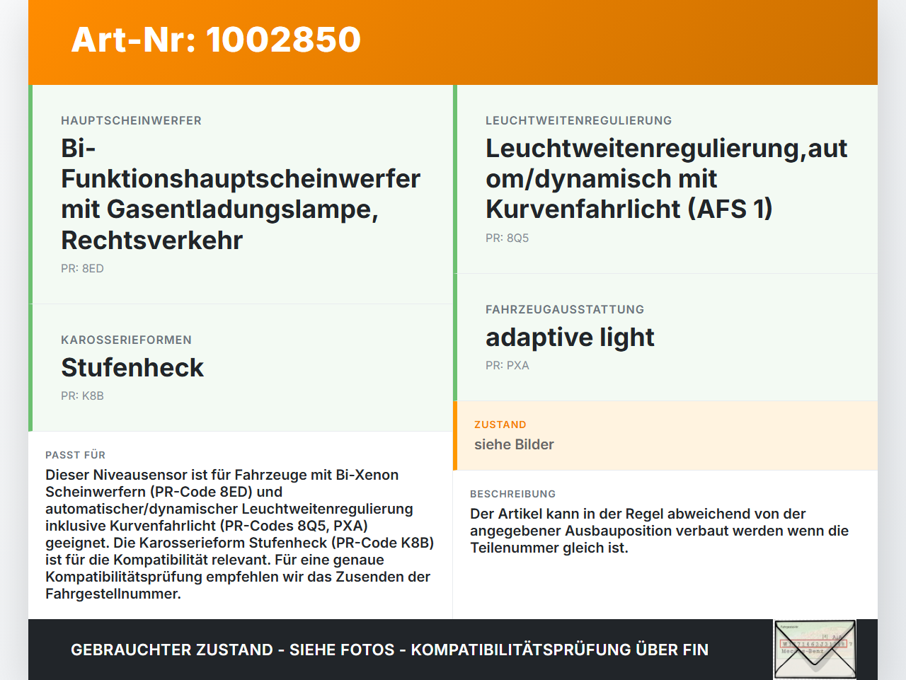 Audi A6 4F C6 05-09 Niveausensor Xenon LWR Sensor Neigung Audi A6 4F C6 05-09 09.03.2004 4F0941285F gebraucht Vorschau 3