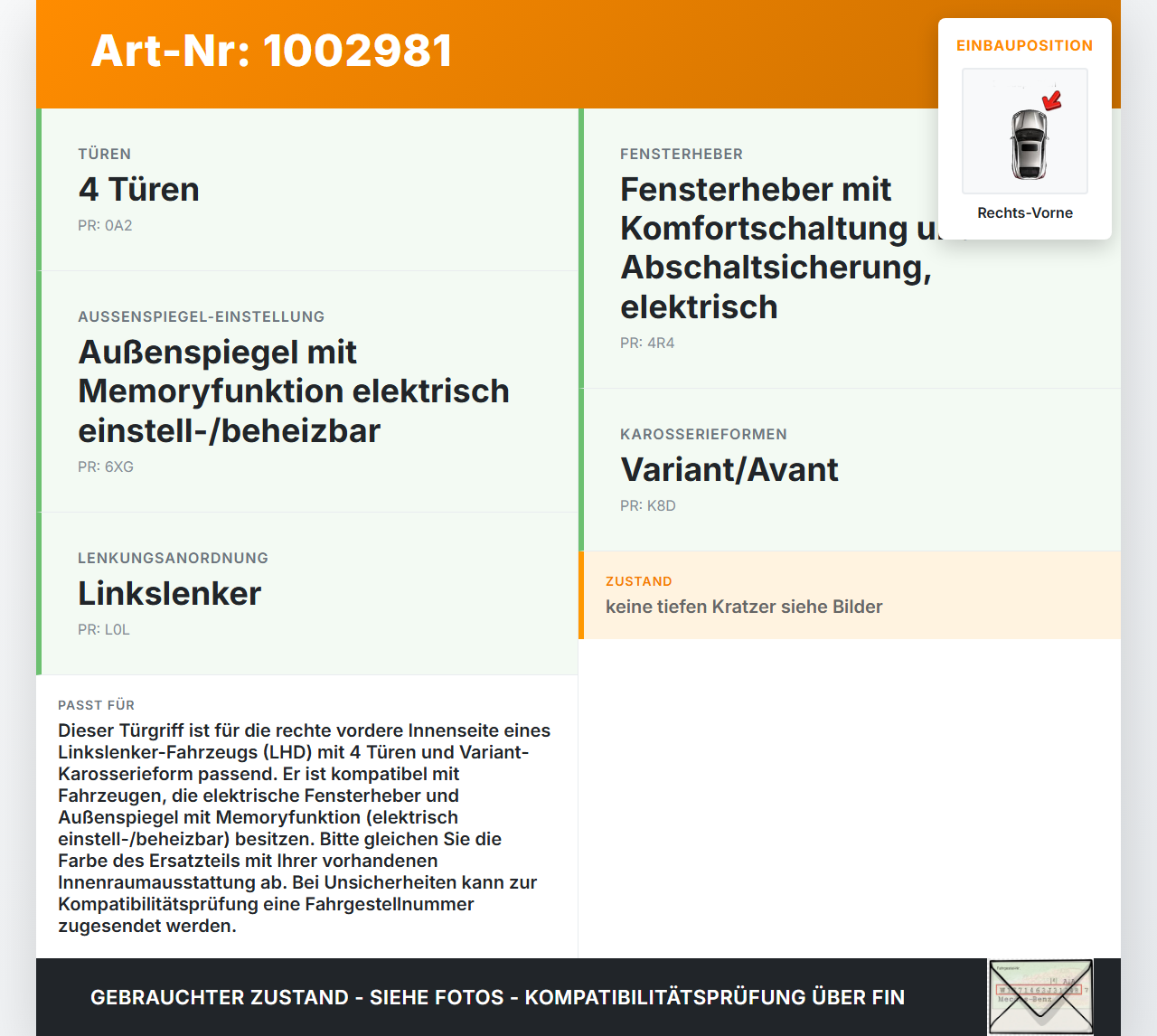 VW Golf 5K 6 VI Variant 08-12 5T Türgriff Griffmuschel Griff Innen Rechts Vorne VW Golf 5K 6 VI Variant 08-12... Vorschau 3