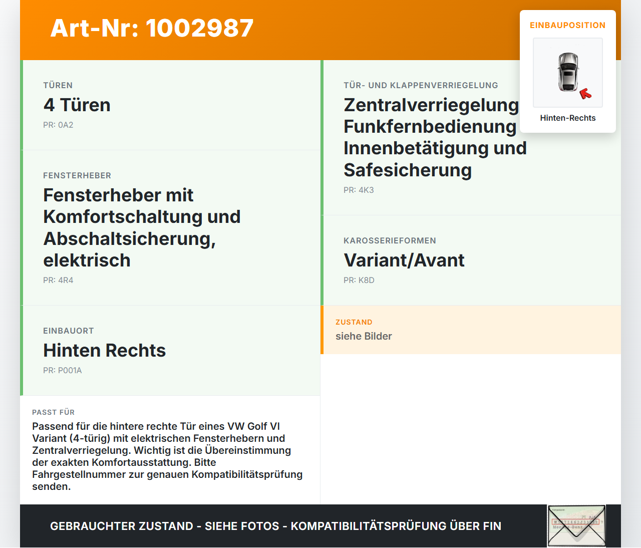 VW Golf 5K 6 VI Variant 08-12 5T Kabelbaum Leitungssatz für Tür und Fensterheber Hinten Rechts VW Golf 5K 6 VI... Vorschau 3