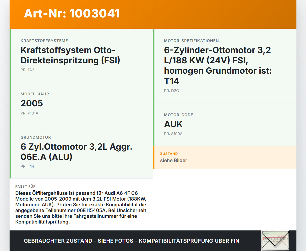 Audi A6 4F C6 05-09 3.2 188KW AUK Ölfiltergehäuse Gehäuse Halter für Ölfilter Audi A6 4F C6 05-09 09.03.2004... Vorschau 3