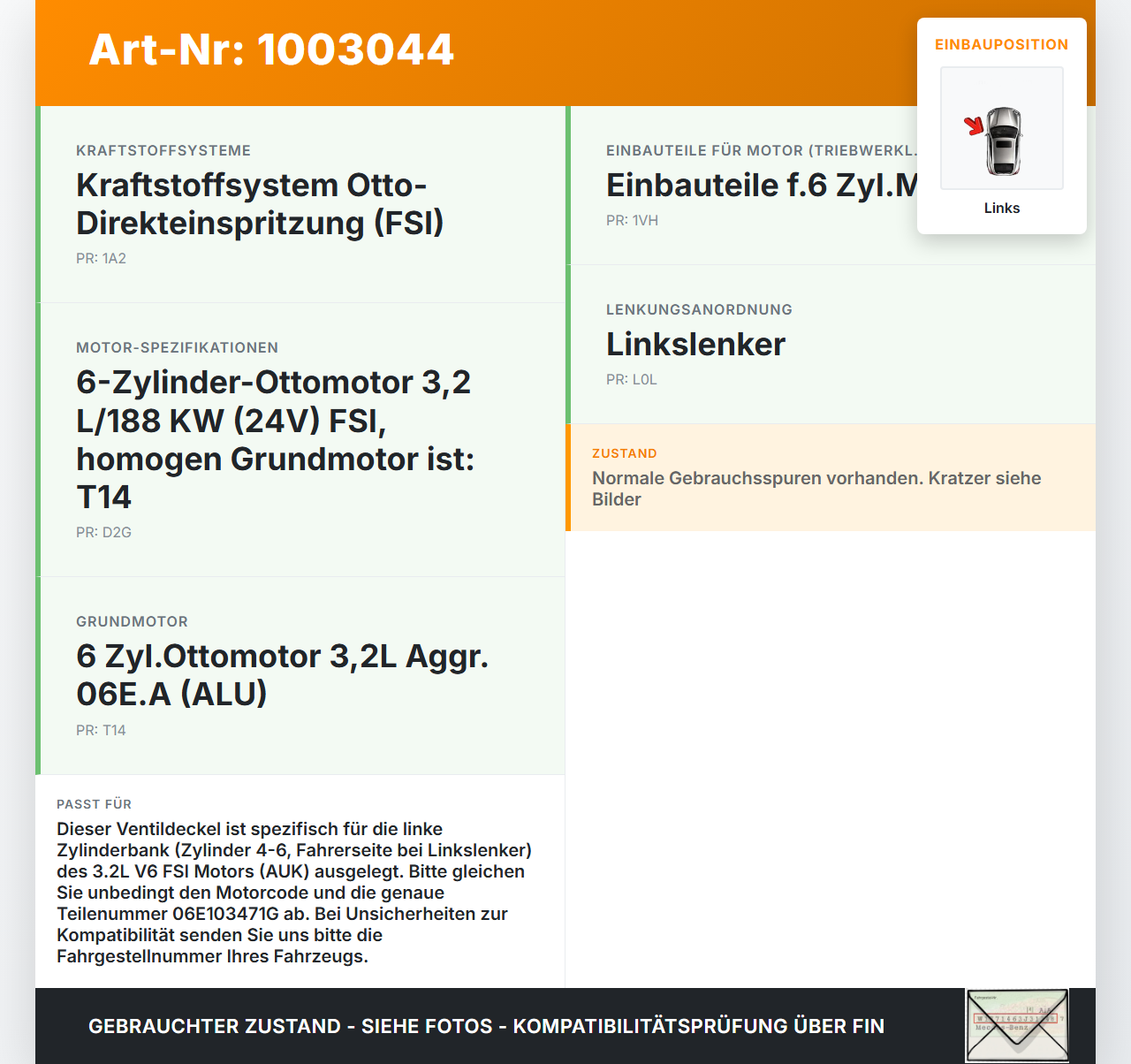Audi A6 4F C6 05-09 3.2 188KW AUK Ventildeckel Zylinderkopfhaube Links 4-6 Audi A6 4F C6 05-09 09.03.2004... Vorschau 3