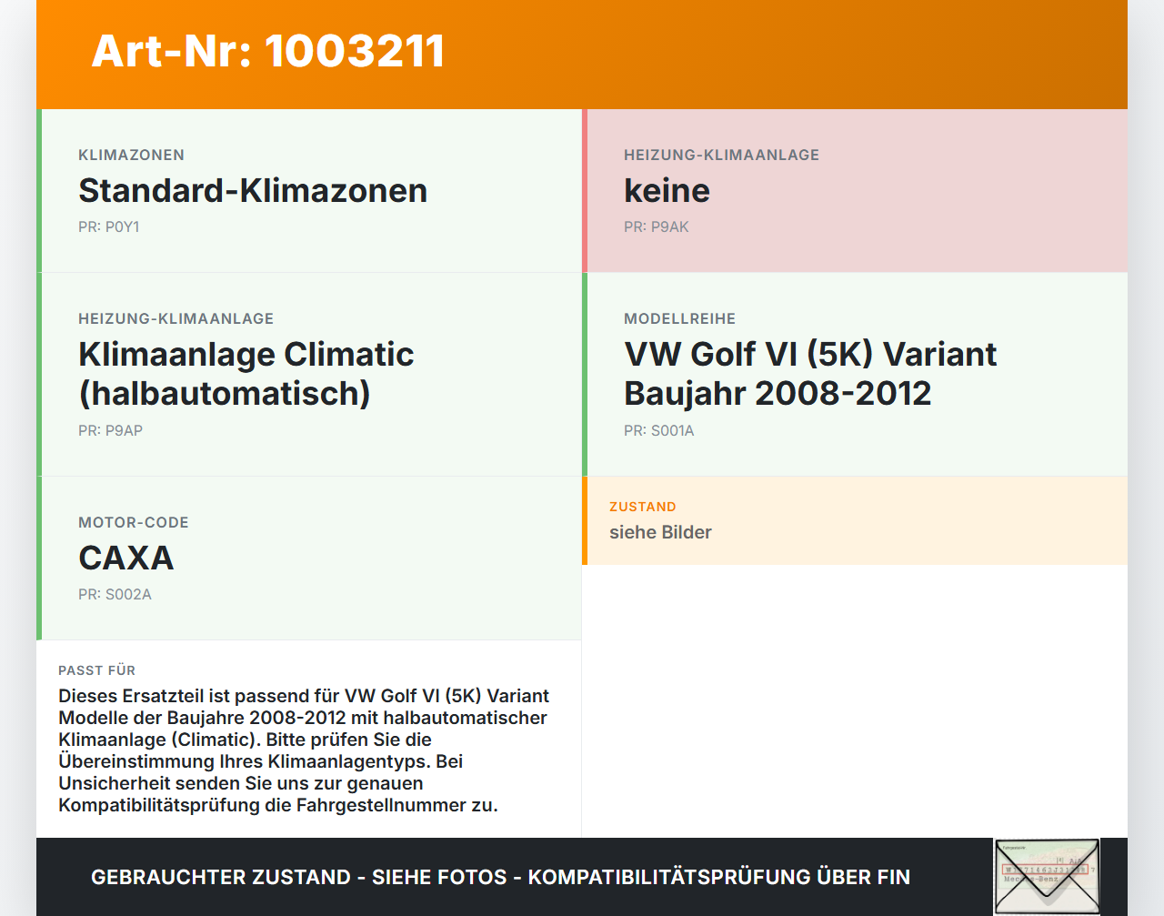 VW Golf 5K 6 VI Variant 08-12 Widerstand Gebläse Lüfter VW Golf 5K 6 VI Variant 08-12 18.11.2010 1K0959263A gebraucht Vorschau 3