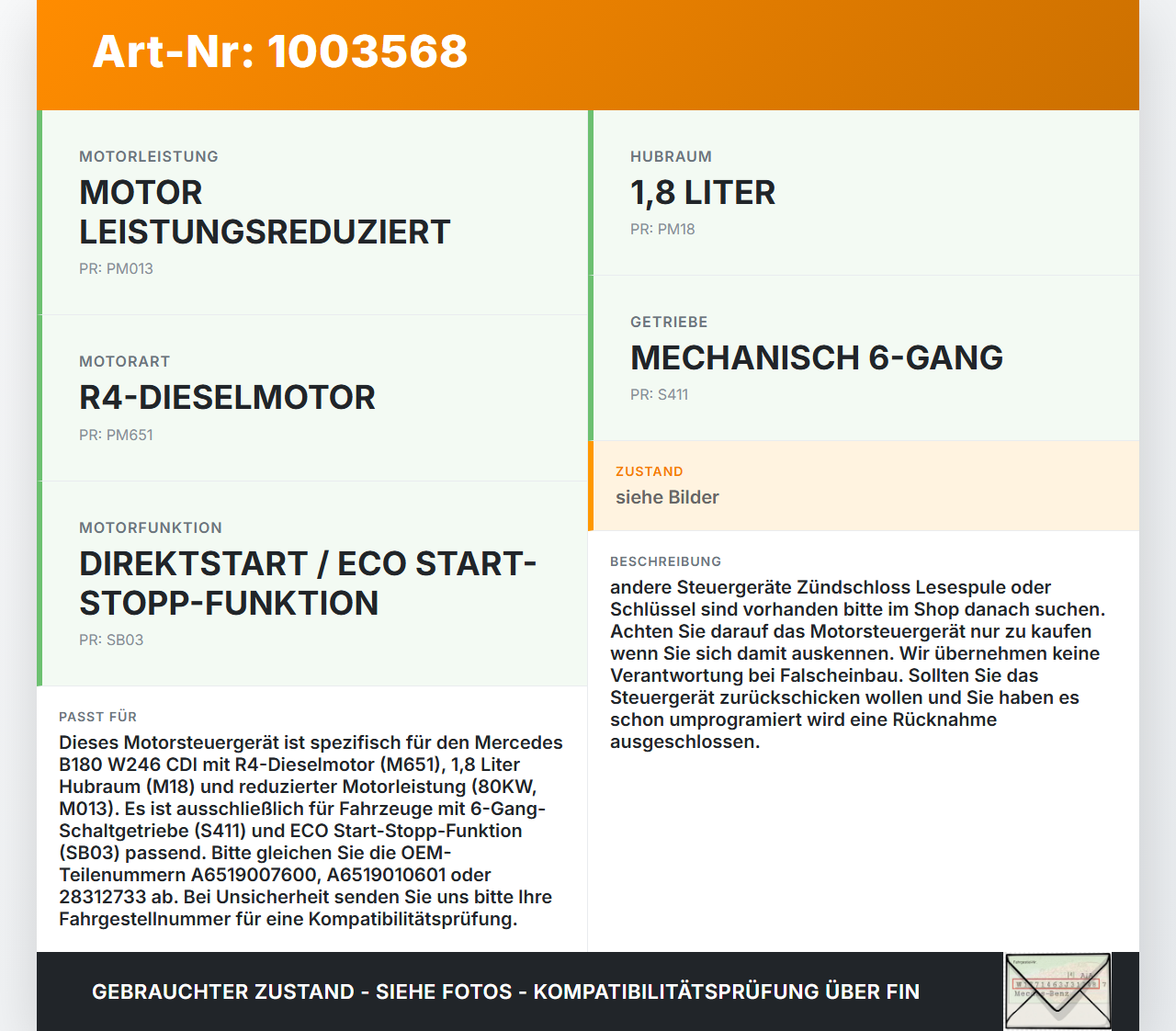 Mercedes B180 W246 11-14 CDI 1,8 80KW Steuergerät ECU für Motor Motorsteuergerät Mercedes B180 W246 11-14... Vorschau 3