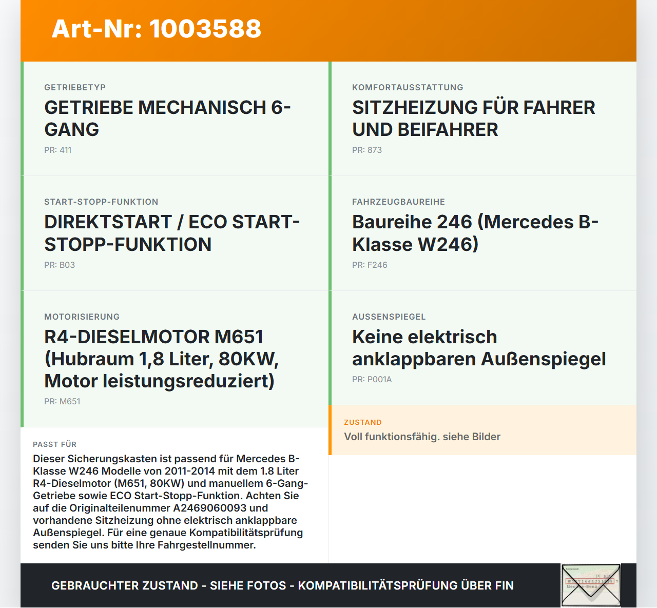 Mercedes B180 W246 11-14 CDI 1,8 80KW Sicherungskasten Zentralelektrik Mercedes B180 W246 11-14 22.12.2011... Vorschau 3