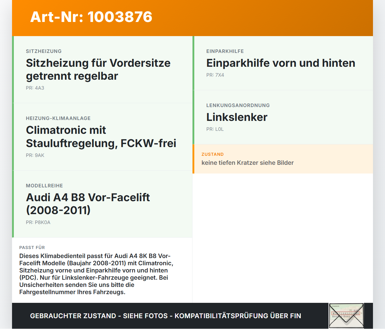 Audi A4 8K B8 08-11 Bedienteil Bedienelement Heizung Klimabedienteil Audi A4 8K B8 08-11 04.04.2009 8T1820043AH... Vorschau 3