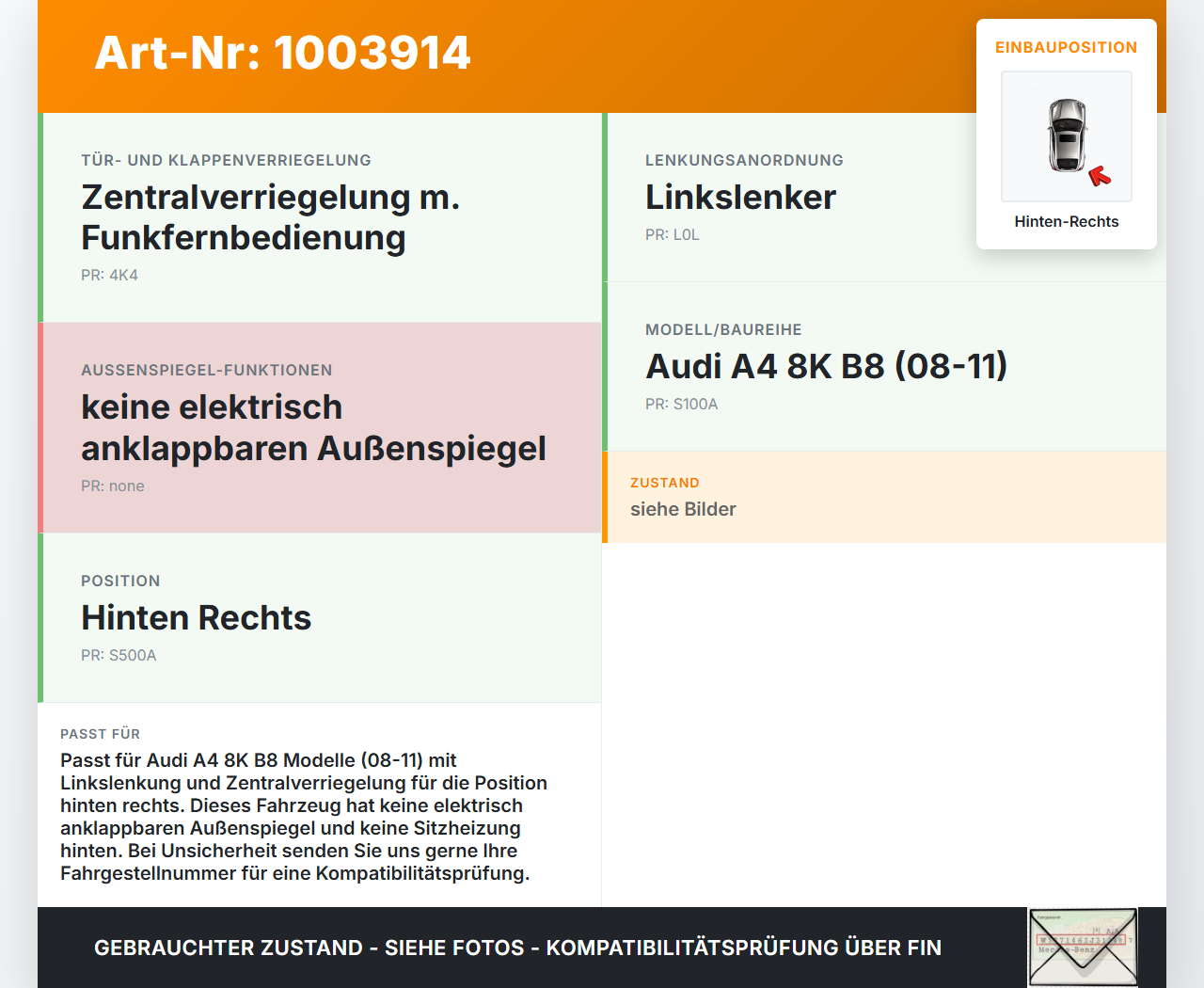 Audi A4 8K B8 08-11 Türsteuergerät Steuergerät Tür Hinten Rechts Audi A4 8K B8 08-11 04.04.2009 4F0959795N... Vorschau 3