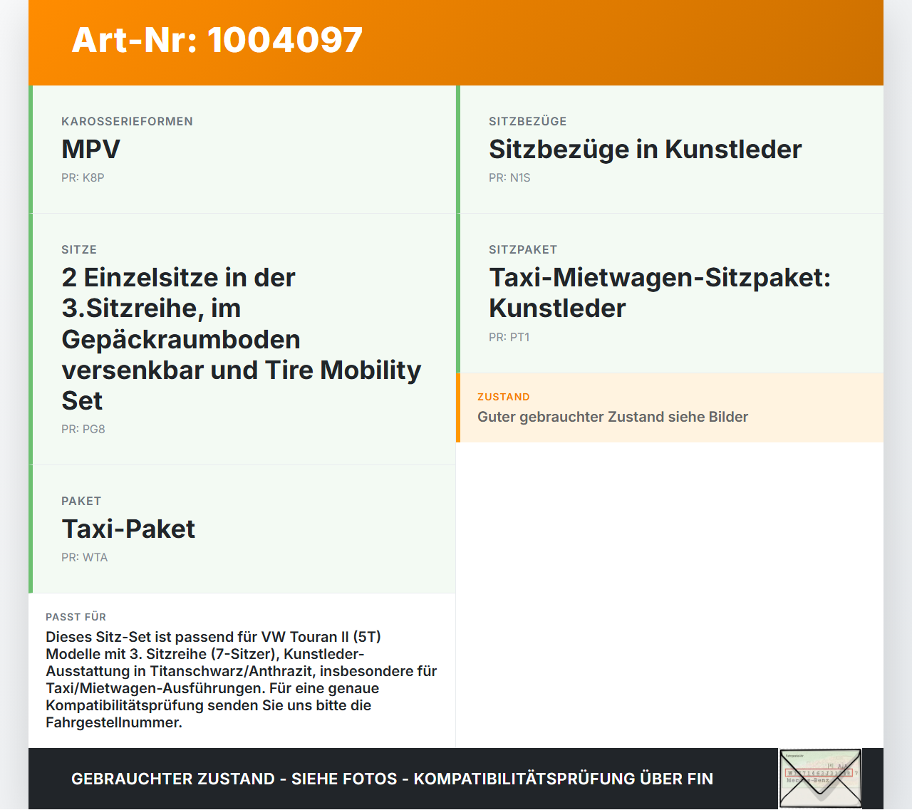 VW Touran II 5T 15-21 Sitze Set 3te Sitzreihe Klappsitz Seitenverkleidung Titanschwarz/Anthrazit VW Touran II 5T... Vorschau 3