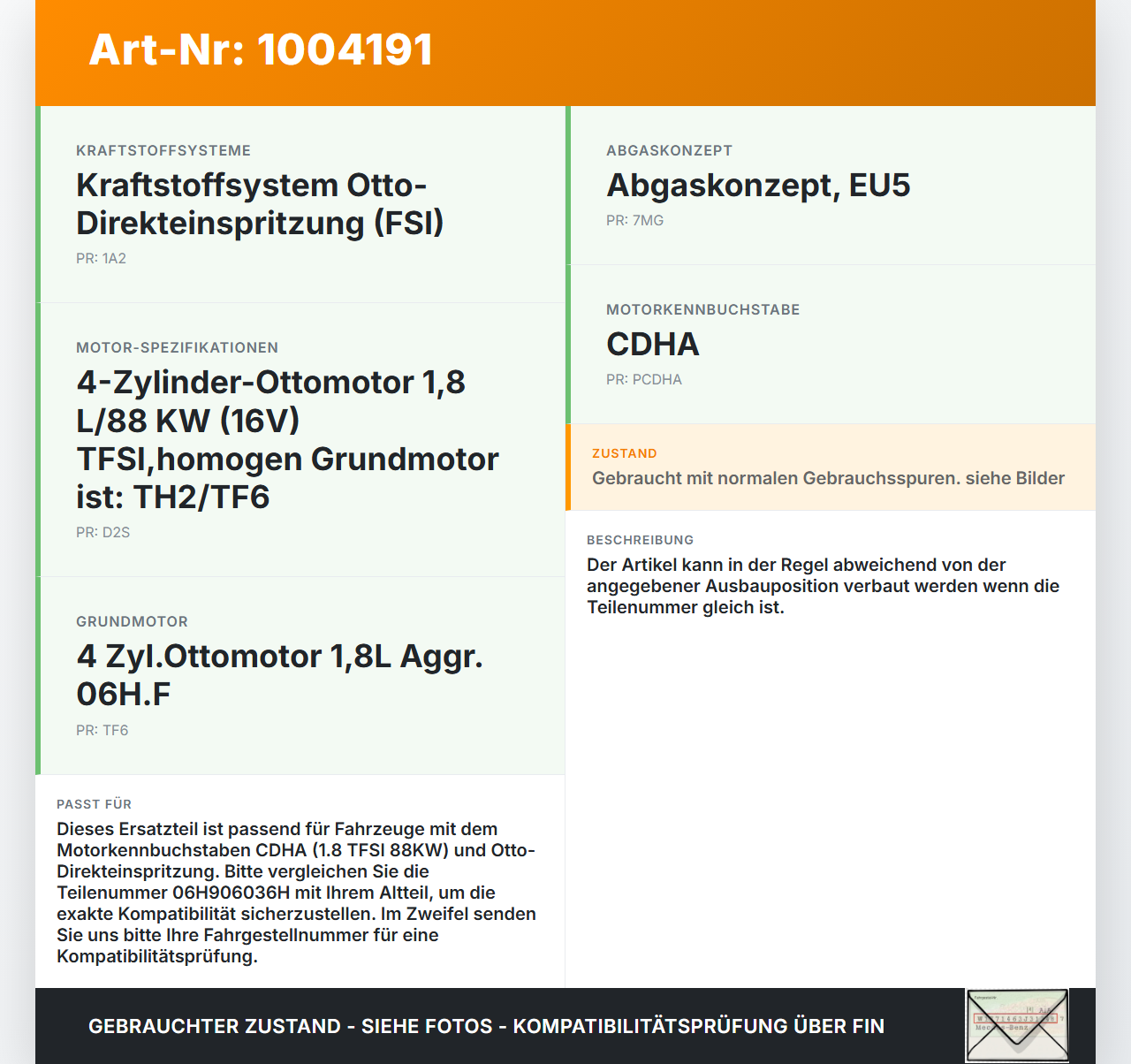 Audi A4 8K B8 08-11 1,8 88KW Injektor Einspritzdüse Zyl.4 Audi A4 8K B8 08-11 04.04.2009 06H906036Q 06H906036H... Vorschau 3