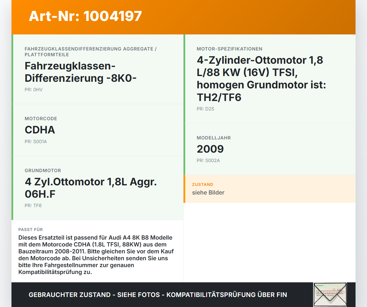 Audi A4 8K B8 08-11 1,8 88KW CDHA Kurbelwellenscheibe Riemenscheibe für Kurbelwelle Audi A4 8K B8 08-11 04.04.2009... Vorschau 3