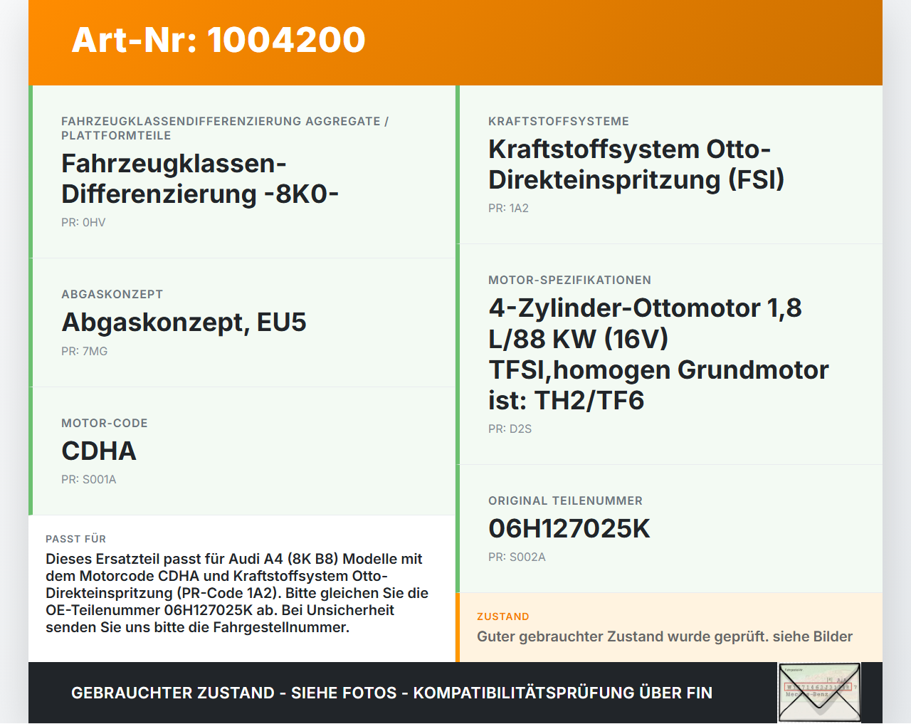Audi A4 8K B8 08-11 1,8 88KW Kraftstoffpumpe Hochdruckpumpe Einspritzpumpe Benzinpumpe Audi A4 8K B8 08-11... Vorschau 3