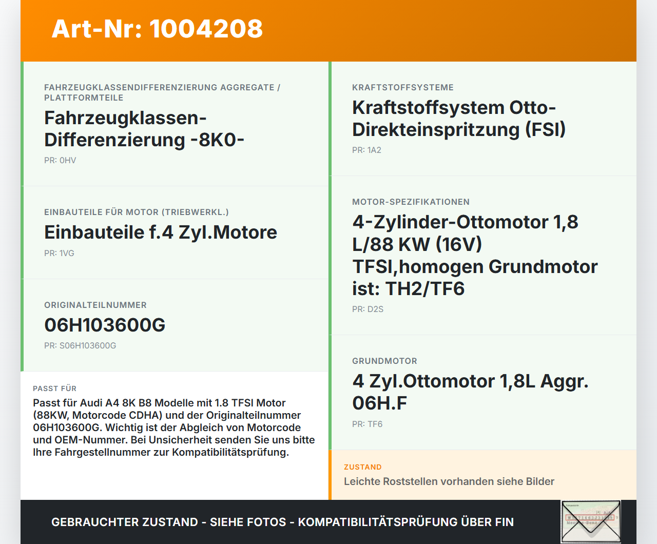 Audi A4 8K B8 08-11 1,8 88KW CDHA Ölwanne Motorwanne Audi A4 8K B8 08-11 04.04.2009 06H103600R 06H103600G gebraucht Vorschau 3