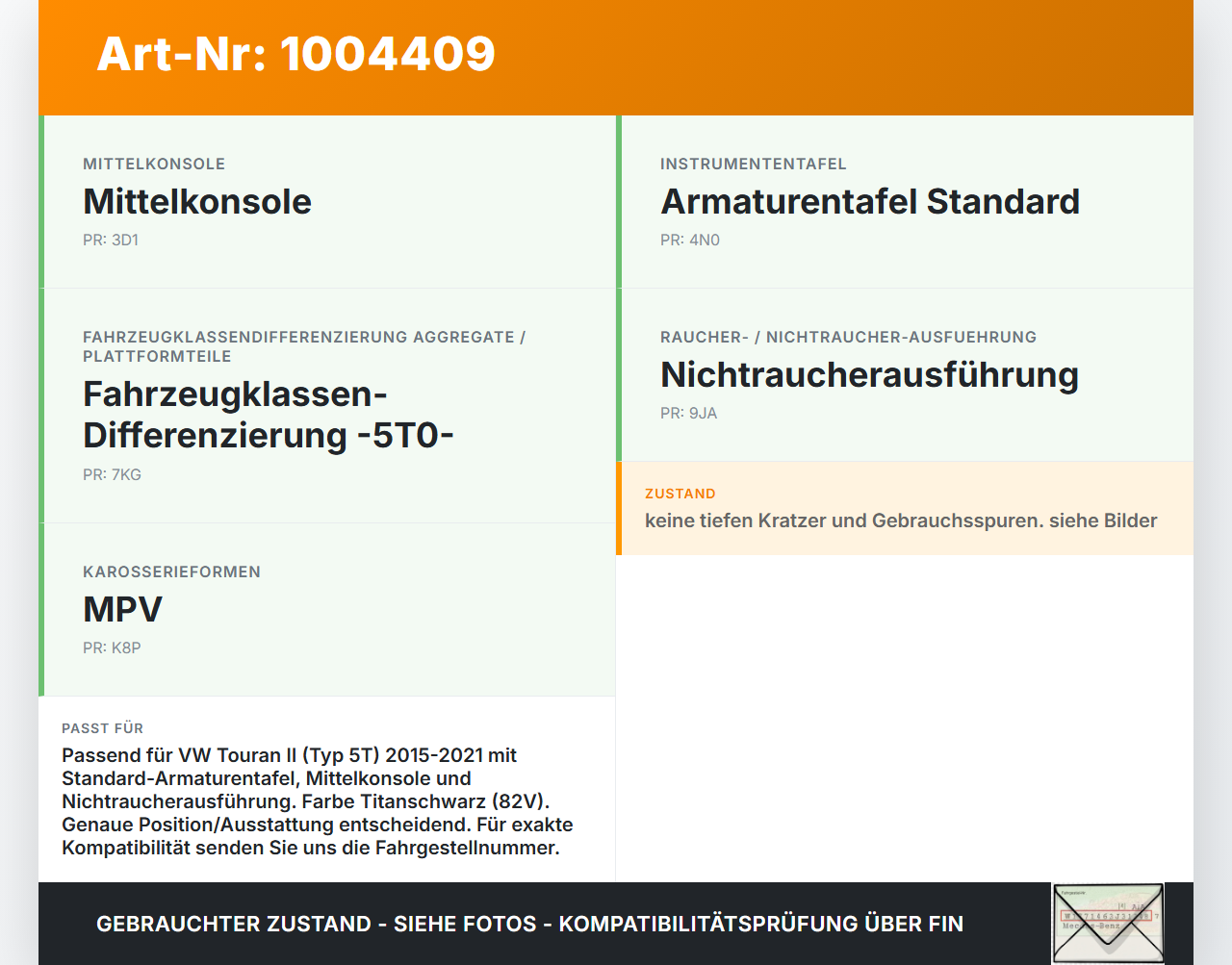 VW Touran II 5T 15-21 Ablagefach Staufach Fach VW Touran II 5T 15-21 24.10.2016 5TB857919A 5TB857919A82V gebraucht Vorschau 3
