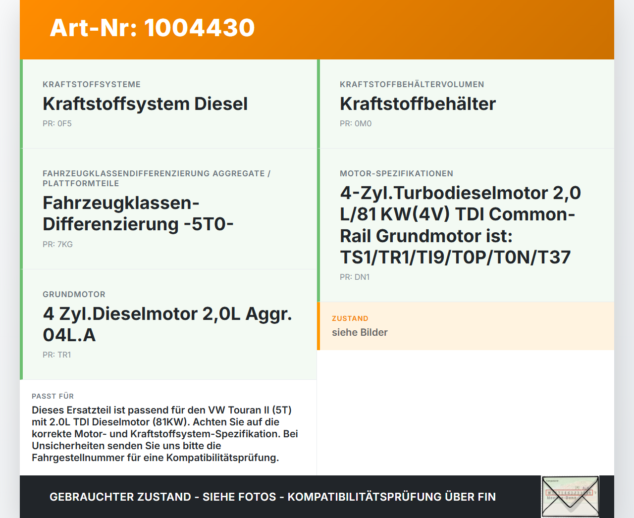 VW Touran II 5T 15-21 TDI 2,0 81KW Kraftstoffpumpe Kraftstoff Förderpumpe Tankgeber VW Touran II 5T 15-21... Vorschau 3